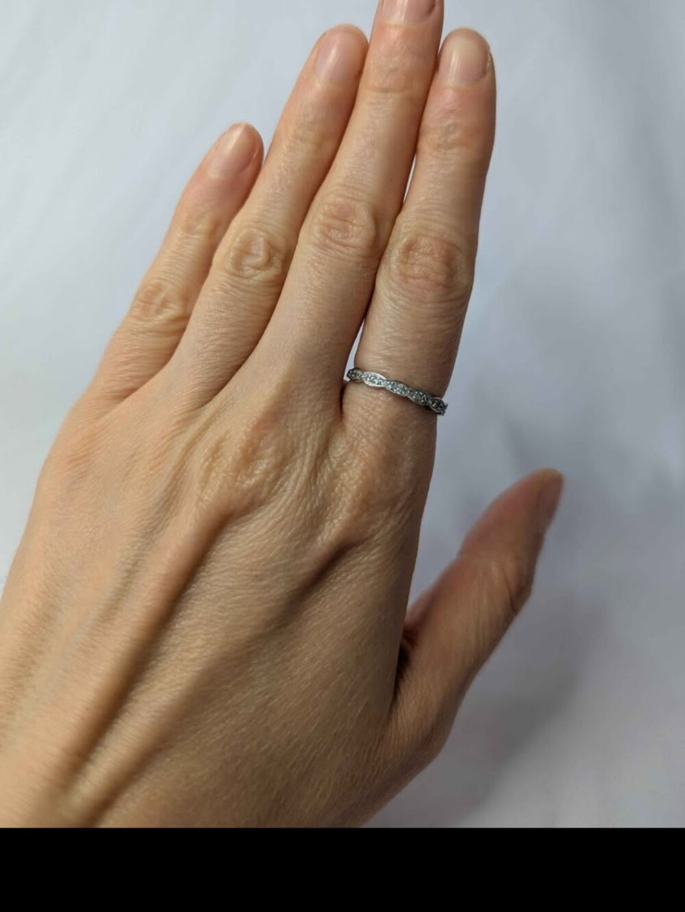 Sterling Silver Twisted Pavé CZ Diamond Band Ring Size 7